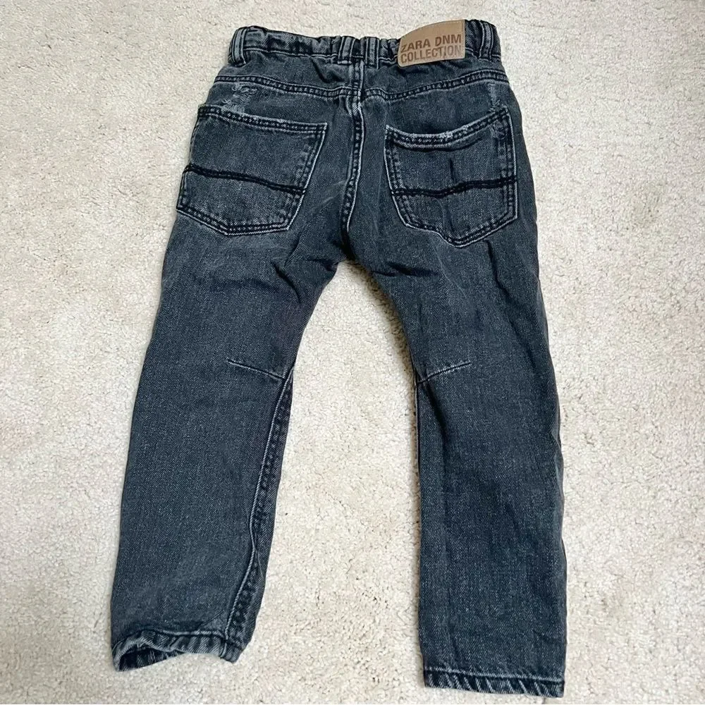 Zara Cotton Distressed Straight Denim Jeans Faded Black Toddler 3-4 Yrs Old EUC
